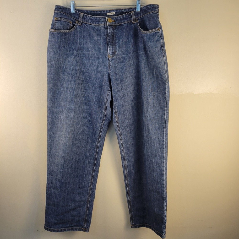 Jones New York Jeans Womens 16 Medium Wash Straight Leg Stretch Denim